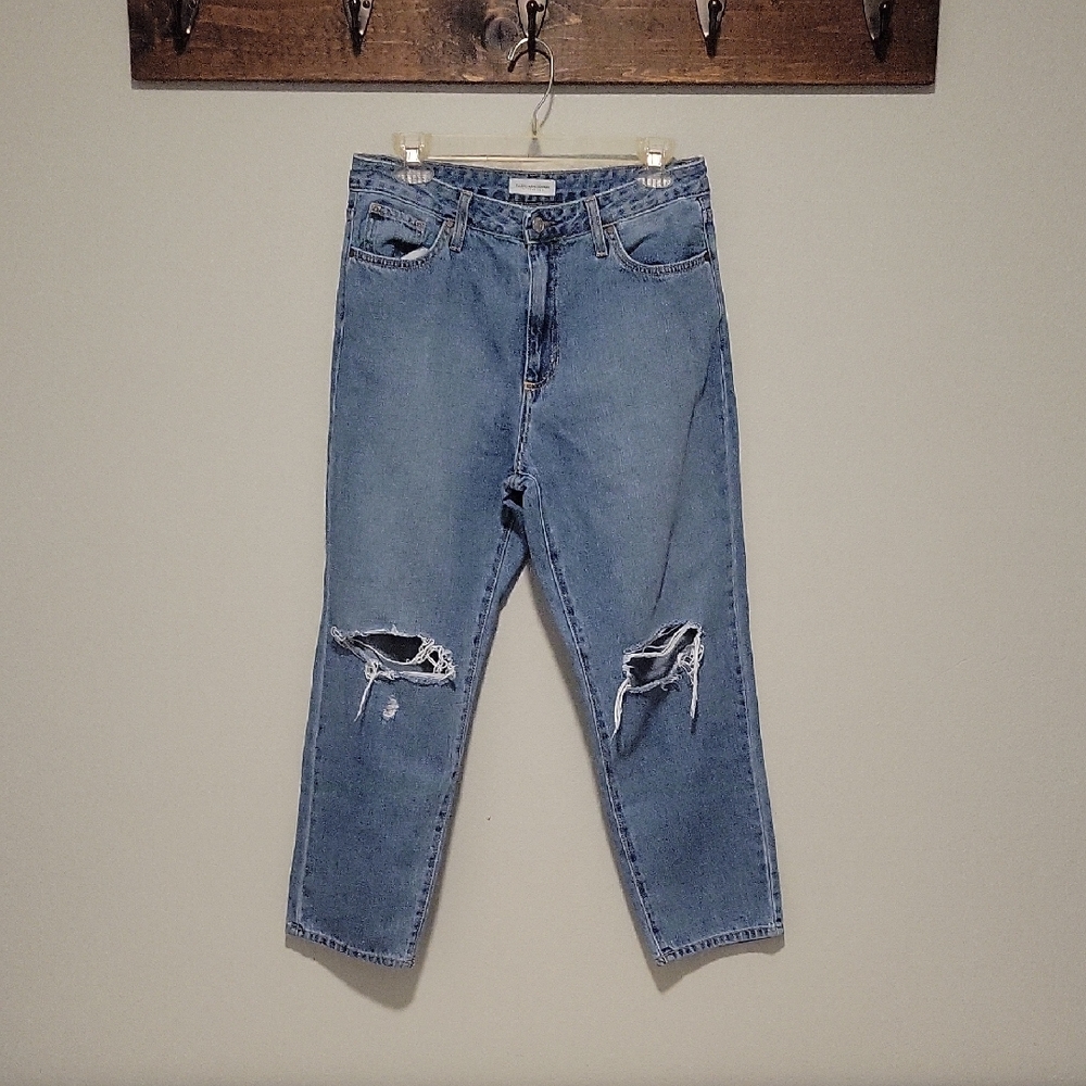 nuuds Light Blue Distressed Cropped Jeans